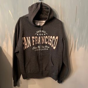 San Francisco Zip Front Hoodie Grey Women Medium